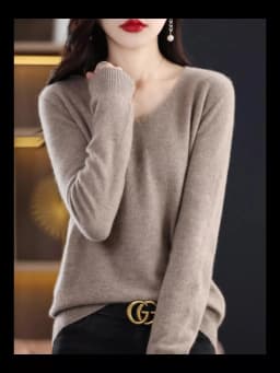 100% Pure Merino Wool Sweater Women V-neck Pullover Autumn /winter Casual Knit Tops Solid Color Regular Female Jacket Hot