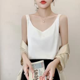 Silk Camisole Ladies Summer Suit Inside V-Neck Satin Bottoming Vest 2025 Thin Loose Sleeveless Sling Silk Tops Small Shirt Trend