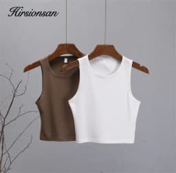 Hirsionsan Cotton Vest Women 2025 Summer Slim Sleeveness Tank Y2k Crop Tops for Girl Outfits Solid Female Clothes