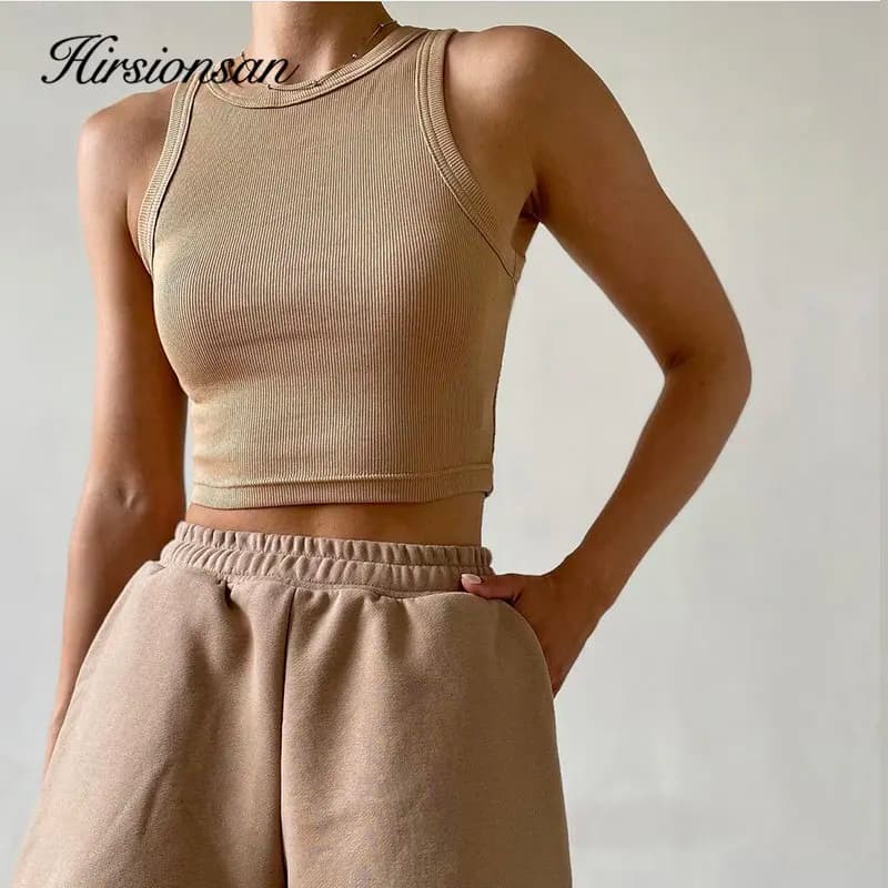 Hirsionsan Cotton Vest Women 2025 Summer Slim Sleeveness Tank Y2k Crop Tops for Girl Outfits Solid Female Clothes