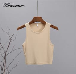 Hirsionsan Cotton Vest Women 2025 Summer Slim Sleeveness Tank Y2k Crop Tops for Girl Outfits Solid Female Clothes