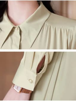 Birdtree 91.2% Real Silk Elegant Shirt Dresses Solid Turn-down Collar Long Sleeve Lace-up A-Line Dress Office Lady D30361QM