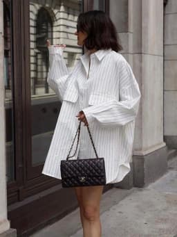 Mueyaruho 2023 Autumn Winter Women Oversized Striped Long Shirt Fashion White Long Sleeve Loose Fit Blouse Female