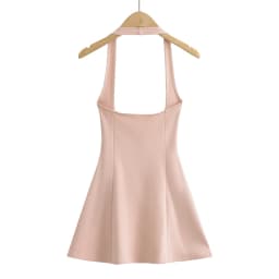 New in Mini dresses for women 2024 Summer black short dresses evening party sexy dress button up halter dress elegant brown