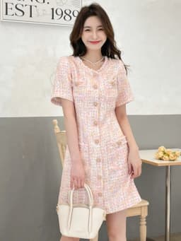 High Quality French Vintage Small Fragrance Tweed Summer Dress Women 2025 Elegant Fashion Chic Slim Waist Short Dresses Vestidos