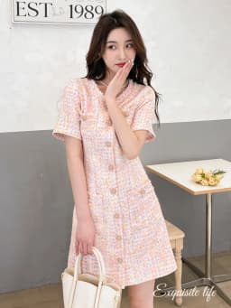 High Quality French Vintage Small Fragrance Tweed Summer Dress Women 2025 Elegant Fashion Chic Slim Waist Short Dresses Vestidos