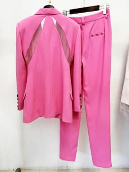 HIGH QUALITY New Fashion 2026 Designer Blazer Suit Set Women's Hollow out Beaded Blazer Pants Set