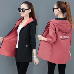 UHYTGF Double-Sided Trench Coat Women Spring Autumn Clothes Hooded Large Size Long Windbreaker Jacket Female Outerwear Tops 2680