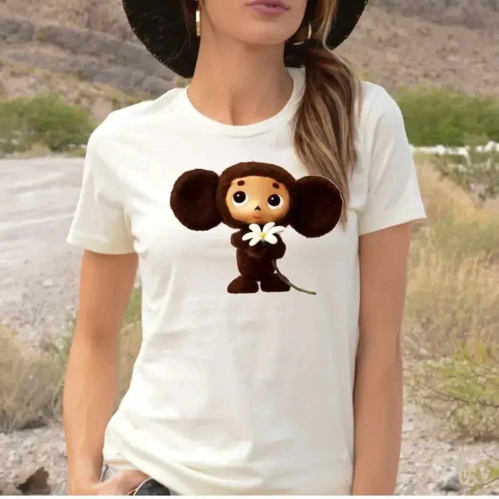 Russian Cartoon Cheburashka Graphic Tshirts Gena The Crocodile Birthday Gift T Shirt Women Kawaii Clothes Ropa Hombre