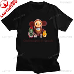 Russian Cartoon Cheburashka Graphic Tshirts Gena The Crocodile Birthday Gift T Shirt Women Kawaii Clothes Ropa Hombre