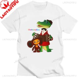 Russian Cartoon Cheburashka Graphic Tshirts Gena The Crocodile Birthday Gift T Shirt Women Kawaii Clothes Ropa Hombre
