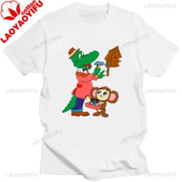 Russian Cartoon Cheburashka Graphic Tshirts Gena The Crocodile Birthday Gift T Shirt Women Kawaii Clothes Ropa Hombre