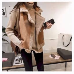 Fleece Waistcoats for Women Lambhair Coats Lapel Vests Casual Sleeveless Cardigans Oversized Winter Jackets Loose Women Tops