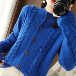 Half High Collar Twists Knitted Cardigan Autumn And Winter High-End Casual Loose Versatile Long Sleeved Base Sweater For Women