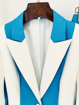 HIGH STREET Newest 2026 Designer Runway Suit Set Women's Contrast Color Block Blazer Pencil Pants Suit 2pcs