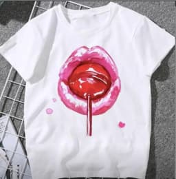 New Summer Lip Print Women's Top Short Sleeve T-shirt Oversized T Shirt Women Clothes Tops Graphic T Shirts Harajuku Clothing