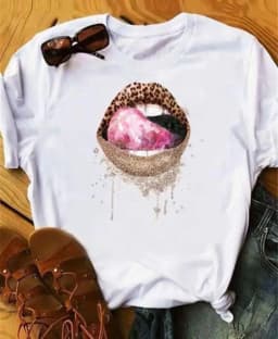 New Summer Lip Print Women's Top Short Sleeve T-shirt Oversized T Shirt Women Clothes Tops Graphic T Shirts Harajuku Clothing