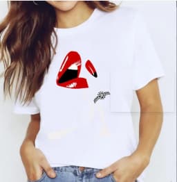 New Summer Lip Print Women's Top Short Sleeve T-shirt Oversized T Shirt Women Clothes Tops Graphic T Shirts Harajuku Clothing