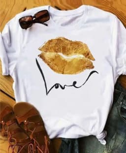 New Summer Lip Print Women's Top Short Sleeve T-shirt Oversized T Shirt Women Clothes Tops Graphic T Shirts Harajuku Clothing