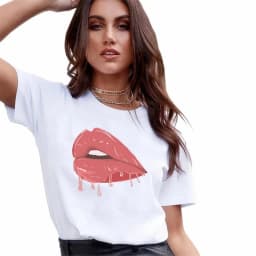 New Summer Lip Print Women's Top Short Sleeve T-shirt Oversized T Shirt Women Clothes Tops Graphic T Shirts Harajuku Clothing