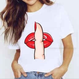 New Summer Lip Print Women's Top Short Sleeve T-shirt Oversized T Shirt Women Clothes Tops Graphic T Shirts Harajuku Clothing