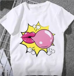 New Summer Lip Print Women's Top Short Sleeve T-shirt Oversized T Shirt Women Clothes Tops Graphic T Shirts Harajuku Clothing