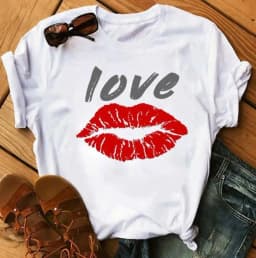 New Summer Lip Print Women's Top Short Sleeve T-shirt Oversized T Shirt Women Clothes Tops Graphic T Shirts Harajuku Clothing