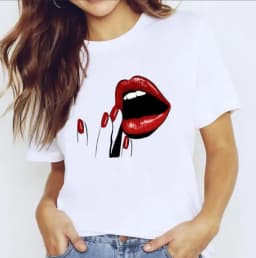 New Summer Lip Print Women's Top Short Sleeve T-shirt Oversized T Shirt Women Clothes Tops Graphic T Shirts Harajuku Clothing