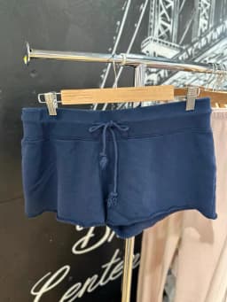Navy Drawstring Casual Sweatshorts Women Cotton Raw Trim High Waist Loose Straight Shorts Harajuku Streetwear Summer Short Pant