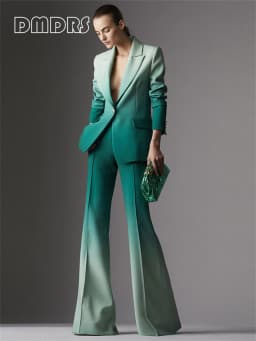 DMDRS | Gradient Green Slim Fitting Women Suit Set 2 Pieces Spring Blazer Pants Chic Women's Formal Suits Fashionable Outfit