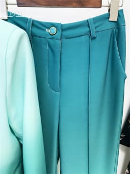 DMDRS | Gradient Green Slim Fitting Women Suit Set 2 Pieces Spring Blazer Pants Chic Women's Formal Suits Fashionable Outfit