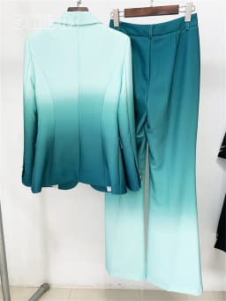 DMDRS | Gradient Green Slim Fitting Women Suit Set 2 Pieces Spring Blazer Pants Chic Women's Formal Suits Fashionable Outfit