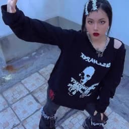 Y2K women clothing arcane Shirts Long Sleeve Loose Casual Shirt for Girls Harajuku Punk Off Shoulder Female 2024 Skull Blouse