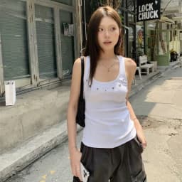 Lucyever American Vintage Streetwear Y2K Vest Women Summer Slim Sleeveless Black White Camis Female Casual Beach Short Tanks Top