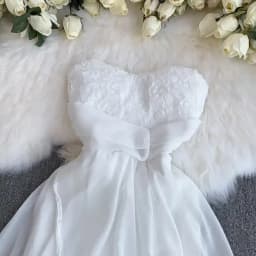 Chic Floral Mesh Patchwork Tube Top Dress Sexy Off Shoulder Elegant Evening Party Women Fashion Vintage Ceremonial Dresses