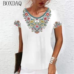 Vintage Classic Women T-Shirts Short Sleeve O-Neck Floral Graphic Female T Shirt Summer 3d Print Flower Casual Tops Big Size 6XL