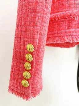 HIGH STREET Newest 2026 Runway Designer Fashion Women's Diamonds Rhinestone Beaded Tassel Tweed Jacket