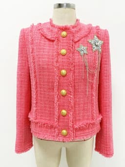 HIGH STREET Newest 2026 Runway Designer Fashion Women's Diamonds Rhinestone Beaded Tassel Tweed Jacket