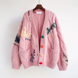 2026 Spring Autumn Female New Korean Version Lazy Style Cardigan Sweater Coat Women's Loose Short Knit Screw Thread Splicing Top