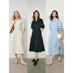 TOYOUTH Women Shirt Dress 2024 Summer New V Turn Down Collar Half Lantern Sleeve Jacquard A-line Midi Dress With Waist Belt