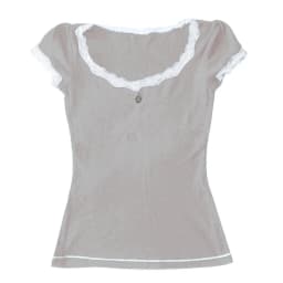 Women's Summer Solid Color Tops Short Sleeve Sweet Elegant Lace Trim Round Neck Slim Fit Daily T-Shirt