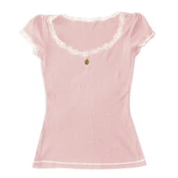 Women's Summer Solid Color Tops Short Sleeve Sweet Elegant Lace Trim Round Neck Slim Fit Daily T-Shirt