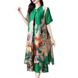 2024 Summer Floral Vintage Beach Suit P Loose Print Chiffon Casual Suit Pants Women Elegant Bodycon Party Vestidos
