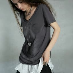 Karrcat Grunge Aesthetics Graffiti Print T-shirt Vintage Distressed Short Sleeve T Shirt Trashy Y2k V-neck Lace Patchwork Tops
