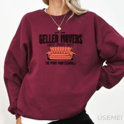 Geller Movers Est 1999 New York City Friends Printed Sweatshirt Vintage 90s TV Show Pullover Womens Clothing Unisex Streetwear