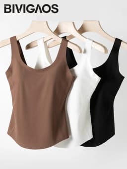 BIVIGAOS Summer Seamless U-shaped Sports Vest Women Chest Pads Integrated Basic Camisole Underwear Casual Sexy Fitness Tank Top