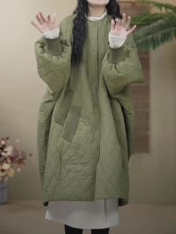 Oversize Quilted Jacket Autumn Winter Parkas Big Size Warm Long Cotton-padded Jacket Light Coat Long Sleeve Windproof Outerwear