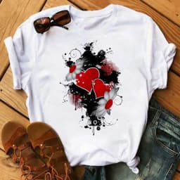 Women's Simple T-shirt Half Sleeve Colorful Flower Butterfly Art Feather Print Short Sleeve T-shirt Tops Oversized T Shirt