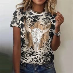3D Printed Cowboy Horse T-Shirt For Women Colorful Animal Graphic T Shirts Summer Loose Tees Short Sleeves Round Neck Tops