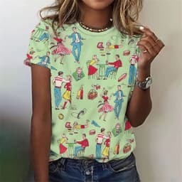 3D Printed Cowboy Horse T-Shirt For Women Colorful Animal Graphic T Shirts Summer Loose Tees Short Sleeves Round Neck Tops